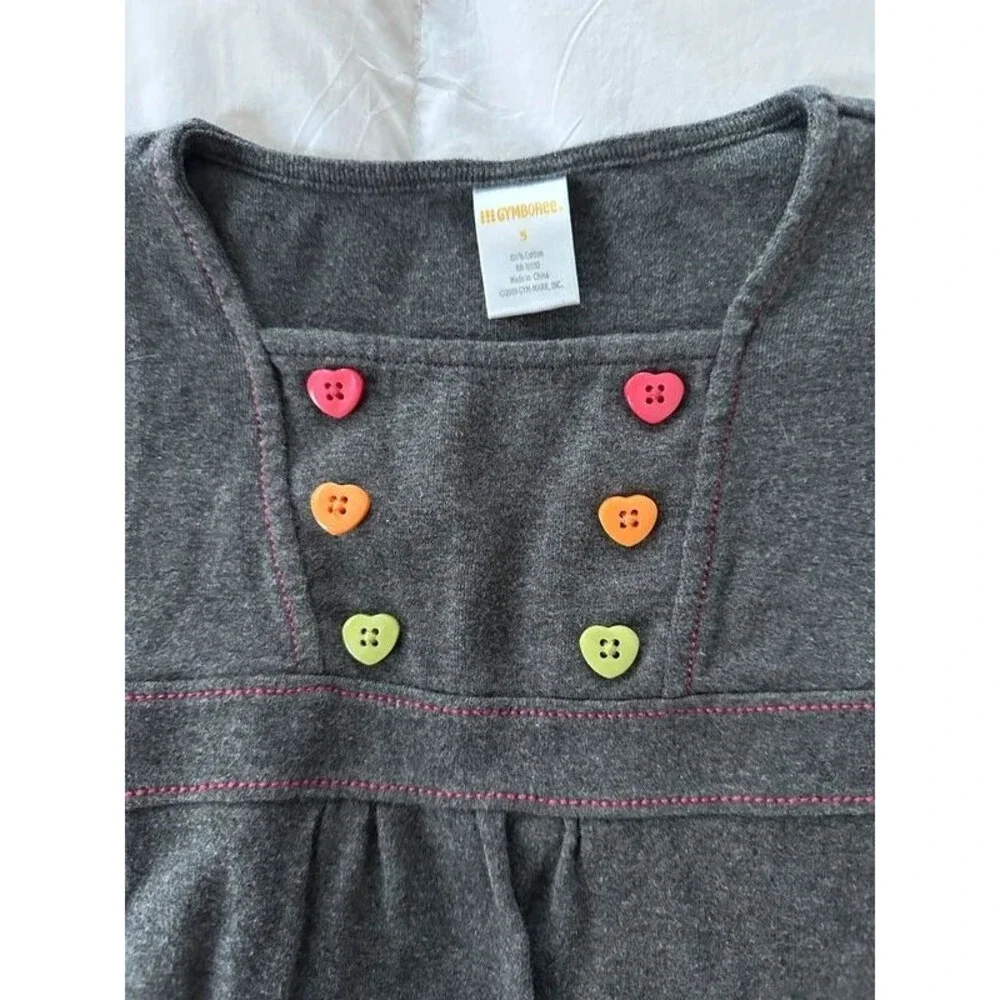 Gymboree Popstar Academy Grey Heart Button Tunic Dress - Size 5